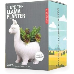 Kikkerland Design Lloyd The Llama Porcelain Plant Planter, 6"H x 5"W x 3.25"D